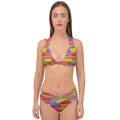 Abstract Background Geometric Double Strap Halter Bikini Set