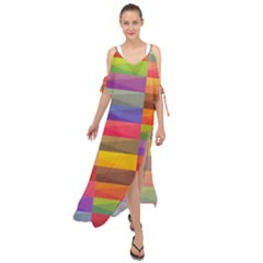 Abstract Background Geometric Maxi Chiffon Cover Up Dress