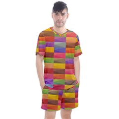 Abstract Background Geometric Men s Mesh Tee And Shorts Set