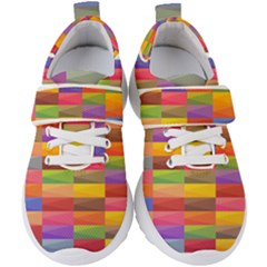 Abstract Background Geometric Kids  Velcro Strap Shoes