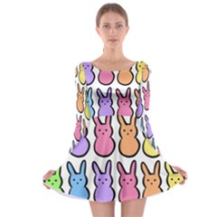 Rainbow Bunny Candy Long Sleeve Skater Dress