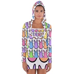 Rainbow Bunny Candy Long Sleeve Hooded T-shirt