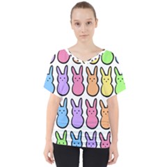 Rainbow Bunny Candy V-neck Dolman Drape Top by BrightDayDesigns