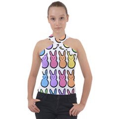 Rainbow Bunny Candy Cross Neck Velour Top