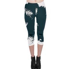 Cat Nature Design Animal Skin Black Capri Leggings 