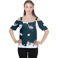 Cat Nature Design Animal Skin Black Cutout Shoulder Tee