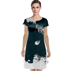 Cat Nature Design Animal Skin Black Cap Sleeve Nightdress