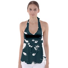 Cat Nature Design Animal Skin Black Babydoll Tankini Top by HermanTelo