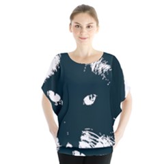 Cat Nature Design Animal Skin Black Batwing Chiffon Blouse