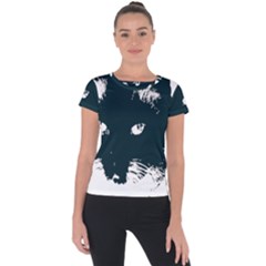 Cat Nature Design Animal Skin Black Short Sleeve Sports Top 