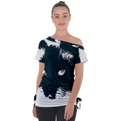 Cat Nature Design Animal Skin Black Tie-up Tee