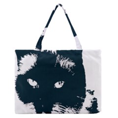 Cat Nature Design Animal Skin Black Zipper Medium Tote Bag