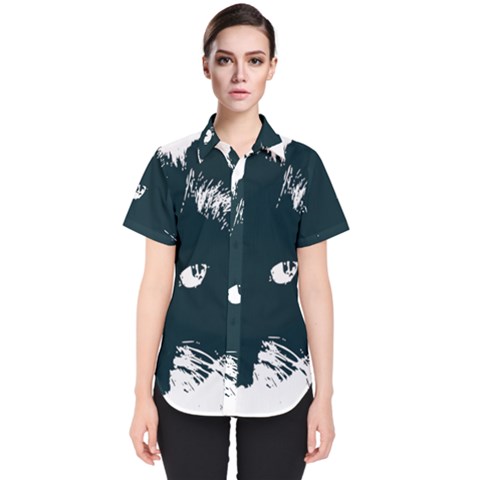 Cat Nature Design Animal Skin Black Women s Short Sleeve Shirt by HermanTelo