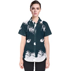 Cat Nature Design Animal Skin Black Women s Short Sleeve Shirt