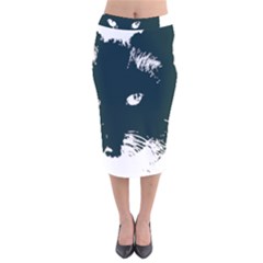 Cat Nature Design Animal Skin Black Velvet Midi Pencil Skirt