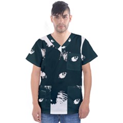 Cat Nature Design Animal Skin Black Men s V-neck Scrub Top