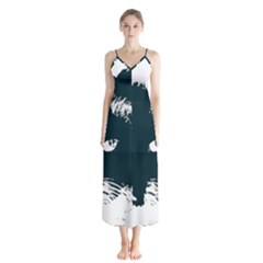 Cat Nature Design Animal Skin Black Button Up Chiffon Maxi Dress