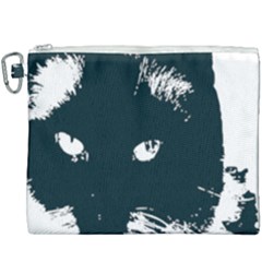 Cat Nature Design Animal Skin Black Canvas Cosmetic Bag (xxxl) by HermanTelo