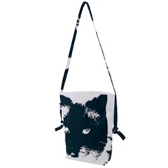 Cat Nature Design Animal Skin Black Folding Shoulder Bag