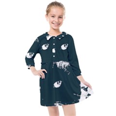 Cat Nature Design Animal Skin Black Kids  Quarter Sleeve Shirt Dress