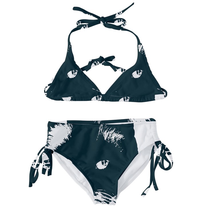 Cat Nature Design Animal Skin Black Kids  Classic Bikini Set