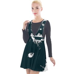 Cat Nature Design Animal Skin Black Plunge Pinafore Velour Dress by HermanTelo