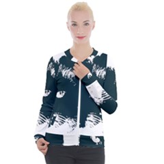 Cat Nature Design Animal Skin Black Casual Zip Up Jacket