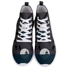 Birds Moon Moonlight Tree Animal Men s Lightweight High Top Sneakers