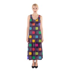 Background Colorful Geometric Sleeveless Maxi Dress