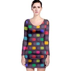 Background Colorful Geometric Long Sleeve Bodycon Dress