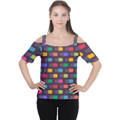 Background Colorful Geometric Cutout Shoulder Tee