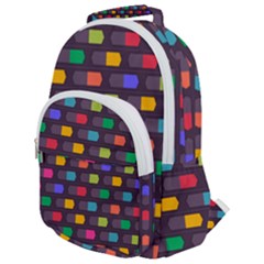 Background Colorful Geometric Rounded Multi Pocket Backpack