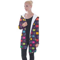 Background Colorful Geometric Longline Hooded Cardigan by HermanTelo