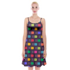 Background Colorful Geometric Spaghetti Strap Velvet Dress