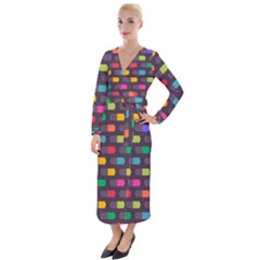 Background Colorful Geometric Velvet Maxi Wrap Dress