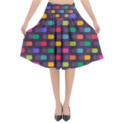 Background Colorful Geometric Flared Midi Skirt