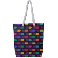 Background Colorful Geometric Full Print Rope Handle Tote (small)