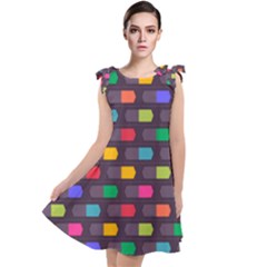 Background Colorful Geometric Tie Up Tunic Dress