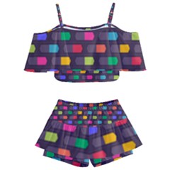 Background Colorful Geometric Kids  Off Shoulder Skirt Bikini