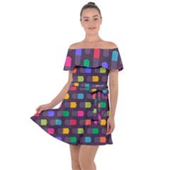 Background Colorful Geometric Off Shoulder Velour Dress