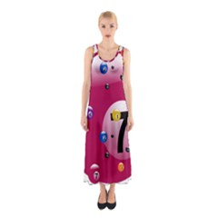 Billiard Ball Ball Game Pink Sleeveless Maxi Dress