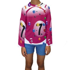 Billiard Ball Ball Game Pink Kids  Long Sleeve Swimwear by HermanTelo