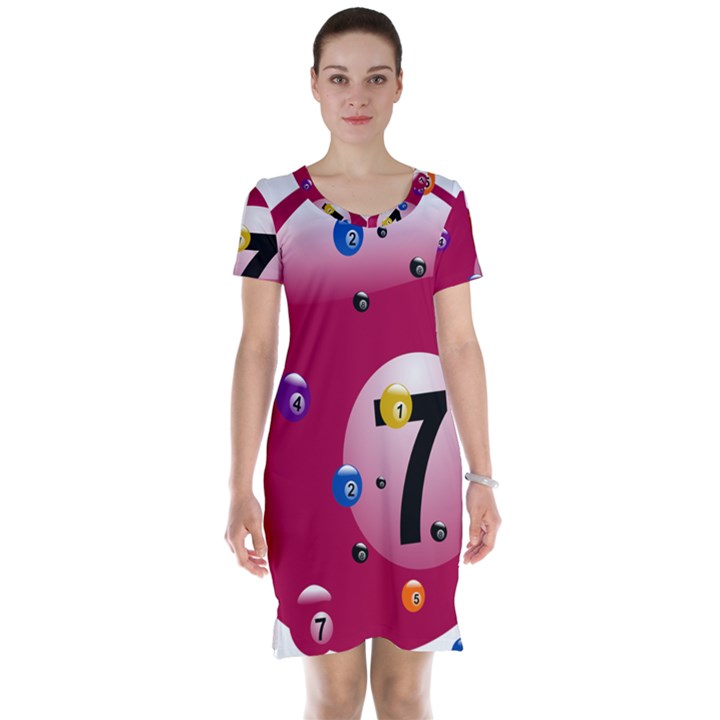 Billiard Ball Ball Game Pink Short Sleeve Nightdress