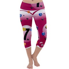 Billiard Ball Ball Game Pink Capri Yoga Leggings