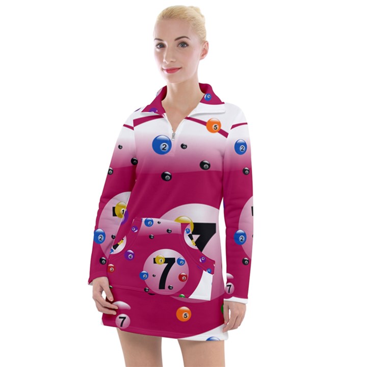 Billiard Ball Ball Game Pink Women s Long Sleeve Casual Dress