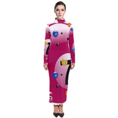 Billiard Ball Ball Game Pink Turtleneck Maxi Dress by HermanTelo