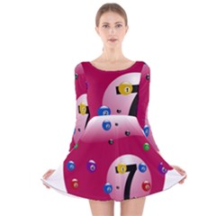 Billiard Ball Ball Game Pink Long Sleeve Velvet Skater Dress