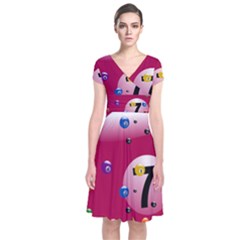 Billiard Ball Ball Game Pink Short Sleeve Front Wrap Dress by HermanTelo