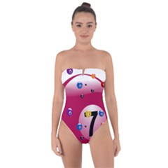 Billiard Ball Ball Game Pink Tie Back One Piece Swimsuit