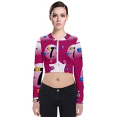 Billiard Ball Ball Game Pink Long Sleeve Zip Up Bomber Jacket